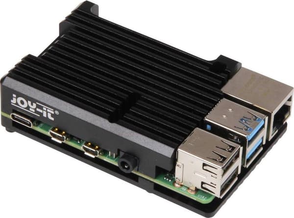Joy-it ARMOR Case BLOCK SBC-kotelo Sopii sarjaan: Raspberry Pi Sisältää. passiivinen jäähdytin Musta