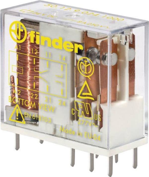 Finder 50.12.9.024.4000 Printrelæ 24 V DC 8 A 2 skiftekontakt 1 stk.