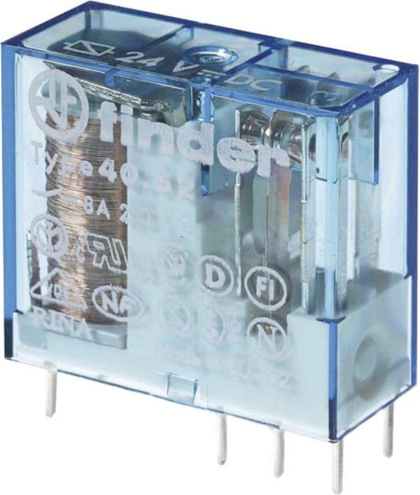 Finder 40.52.7.005.0000 Printrelæ 5 V DC 8 A 2 skiftekontakt 1 stk.