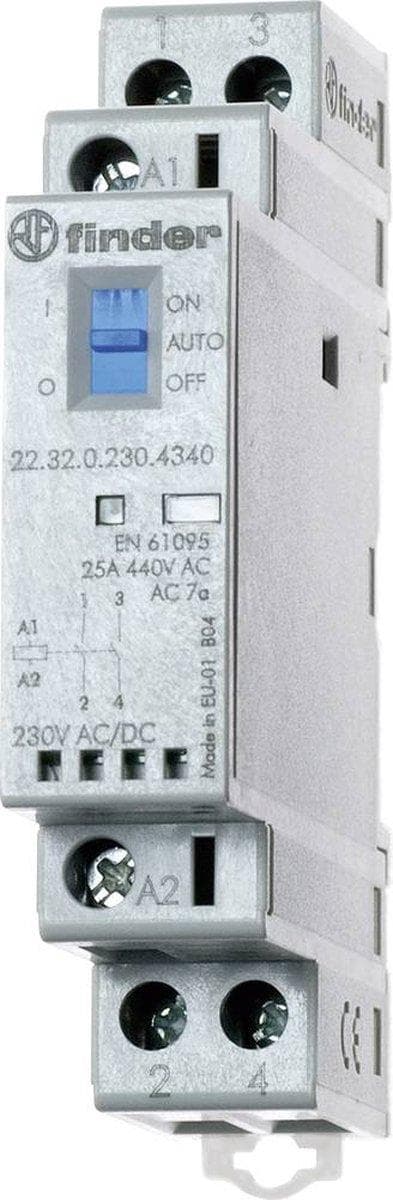 Finder 22.32.0.024.4340 Kontaktor 2x NO 24 V DC, 24 V AC 25 A 1 stk.