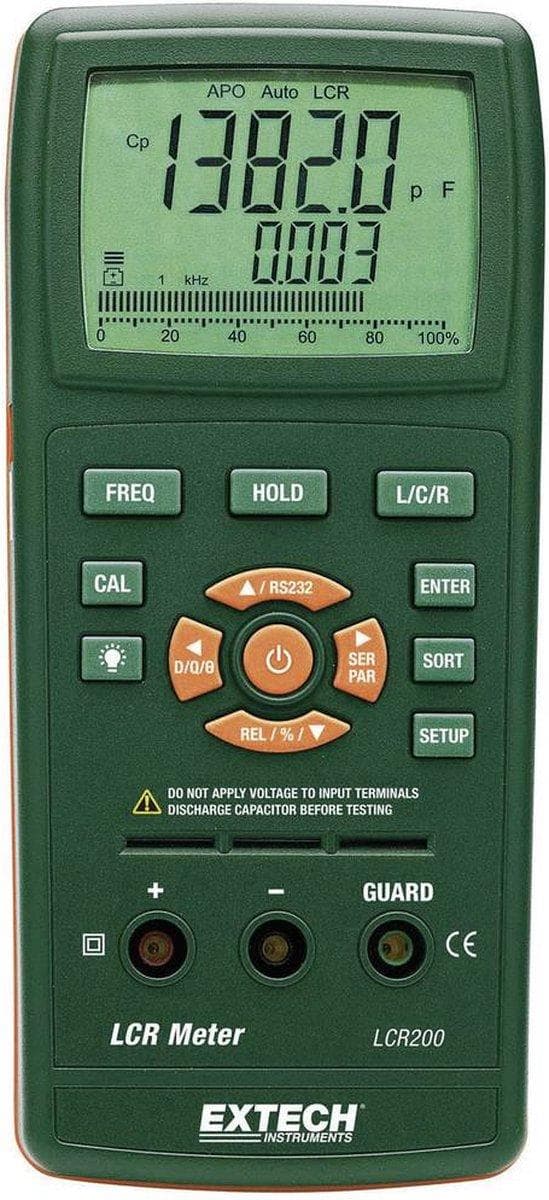 Extech LCR200 LCR Meter Digital CAT I Display (tæller): 20000