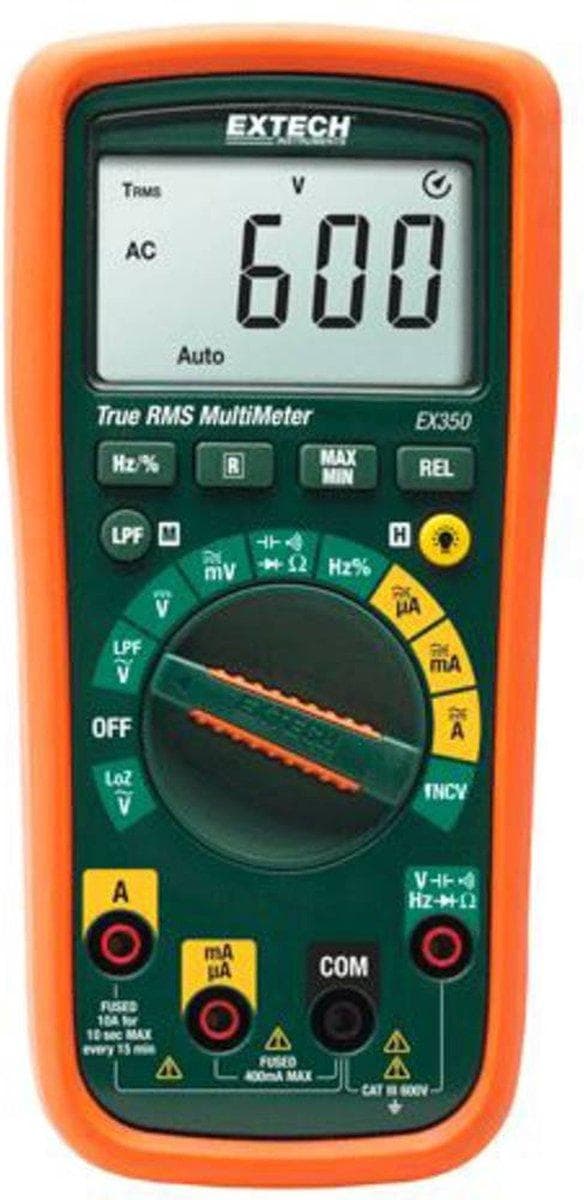 Extech EX350 - yleismittari - trms - CAT III 600V - kosketukseton jännitteen ilmaisin - näytön taustavalo