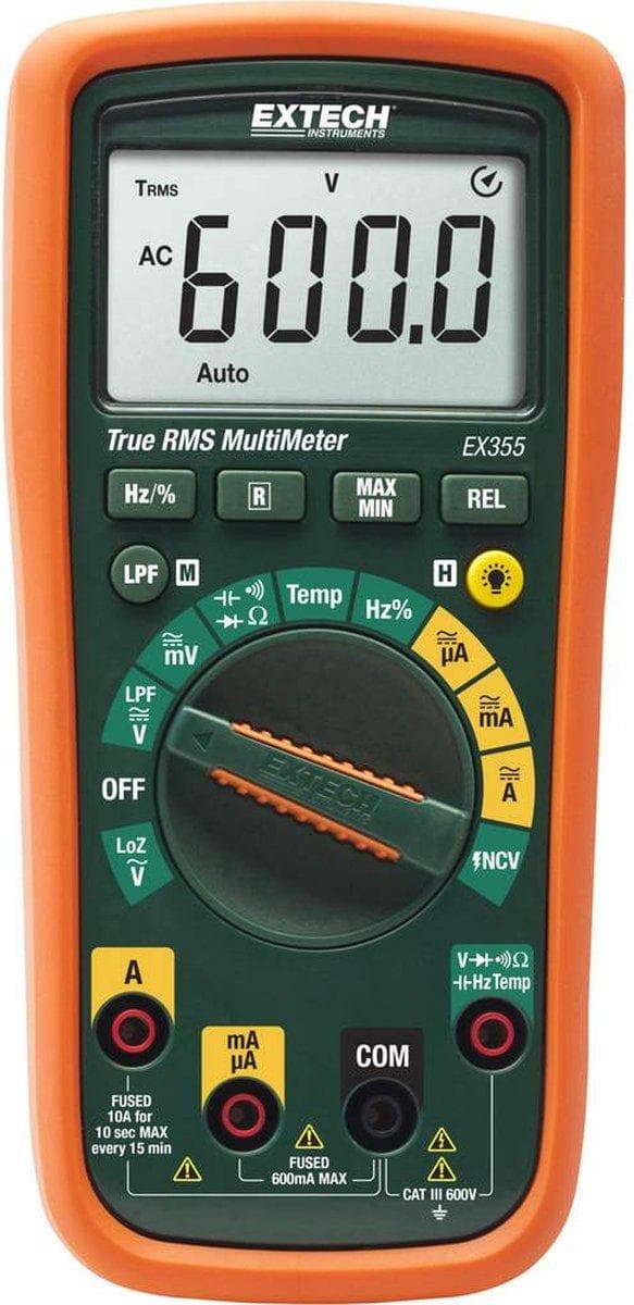 Extech EX355 - multimeter - TRMS - CAT III 600 V - berøringsfri spændingsdetektor - type K termoelement