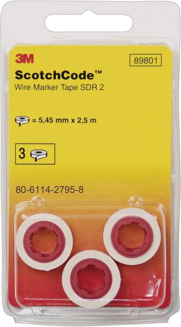 Scotchcode Kaapelimerkintä täyttörulla 80-6114-2800-6 valkoinen, keltainen 3M