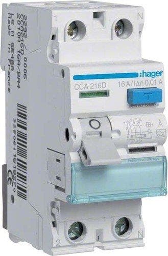 FI-afbryder 2-polet. 16A/10mA 6kA CCA216D (CCA216D)