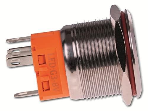 Joy-it BUTTON22A-M-RD painikekytkin 250 V/AC 3 A 1 x päälle/pois IK10, IP67 hetkellinen 1 kpl (BUTTON22A-M-RD)