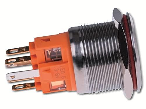 Joy-it BUTTON22B-L-RD trykknapkontakt 250 V/AC 7 A 1 x tænd/(sluk) IP67, IK10 lås 1 stk (KNAP22B-L-RD)