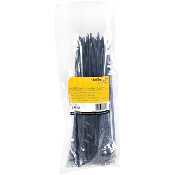 StarTech.com 25cm(10") Cable Ties, 68mm(2-5/8") Dia, 22kg(50lb) Tensile Strength, Nylon Self Locking Ties, UL Listed, 100 Pack, Black (CBMZT10B) - Cab