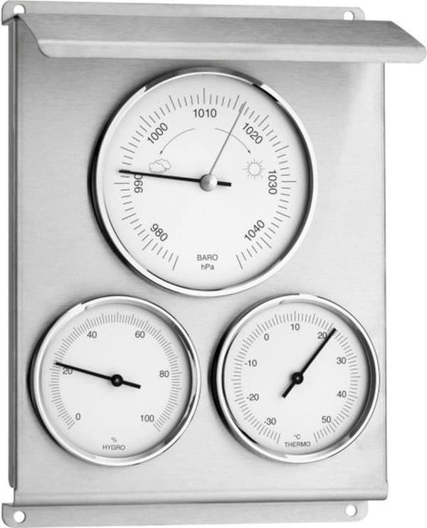 Tfa analog vejrstation 20.2010.60 rustfrit stål indendørs og udendørs (20.2010.60)