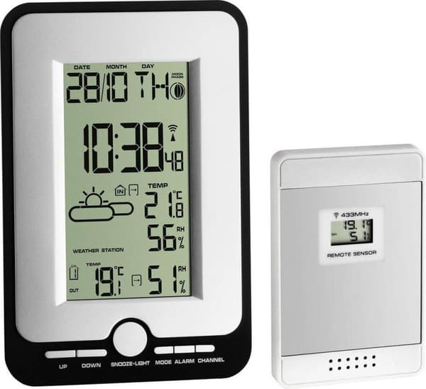 TFA-Dostmann Multy - Sort - Sølv - Indvendigt hygrometer - Indvendigt termometer - Udvendigt hygrometer - Udvendigt termometer - Hygrometer - Termomet