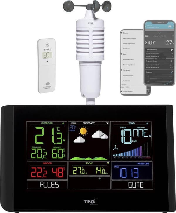 TFA Dostmann VIEW BREEZE 35.8001.01 WLAN vejrstationsprognose for 12 til 24 timer (35.8001.01)