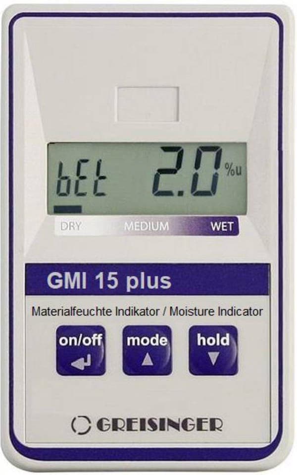 Greisinger GMI15-plus materiaalikosteusmittarin mittausalue rakennuskosteus (alue) 0,0 - 8,0 % mittausalue puun kosteus (alue) 0,0 - 100 % (483430)