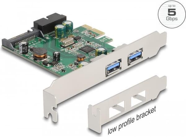 Delock - USB-adapter - PCIe 2.0 lågprofil - USB, USB2.0, USB3.0, USB 3.2 Gen 1 (90096) Silver