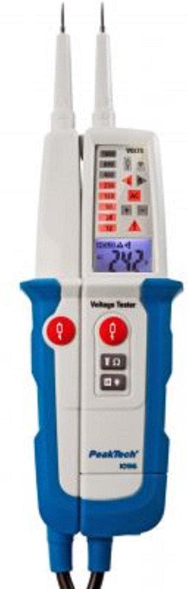PeakTech Spændings- og kontinuitetstester, AC/DC, 6 V ... 1 kV, IP64, LCD-display med baggrundsbelysning, visuelt/hørbart (P1096)