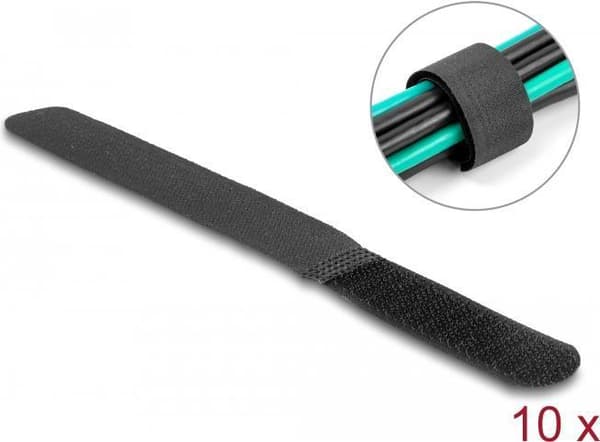 Delock kardborreband L 180 x B 20 mm svart 10 st (19110)
