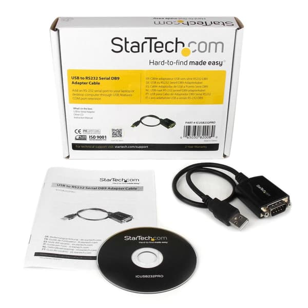 StarTech.com kort USB til RS232 seriel DB9-adapterkabel med COM-retention