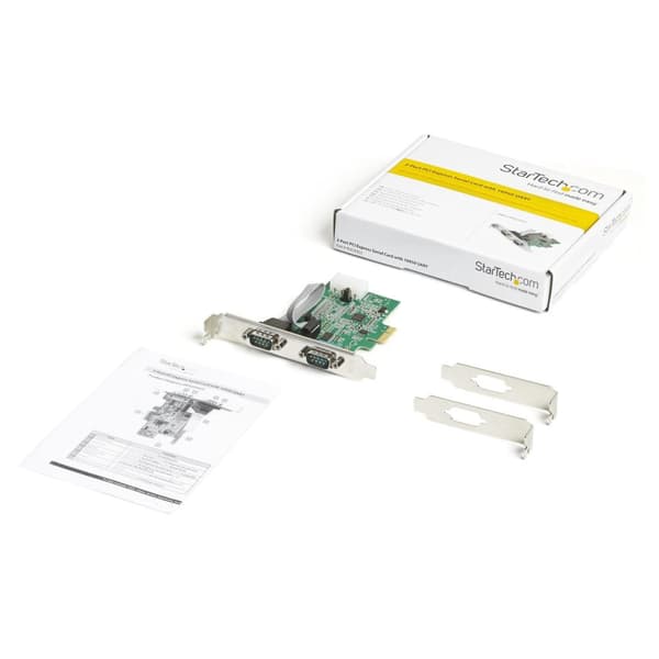 StarTech.com 2-ports PCI Express RS232 serielt adapterkort, PCIe RS232 serielt værtscontrollerkort, PCIe til dobbelt serielt DB9-kort, 16950 UART, udv