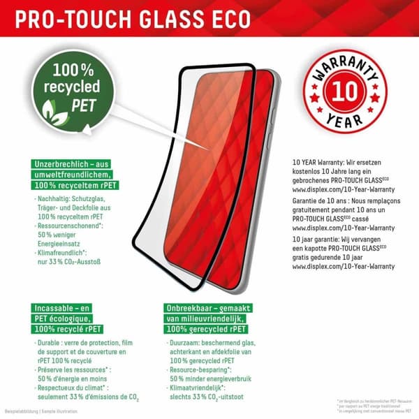 Displex PRO-TOUCH ECO Glass (9H) - FC för Samsung Galaxy S22/S23 - Eco-Applikator - 100 % FPS - Ultra HD - Samsung - Galaxy S22/S23 - Torrapplikation