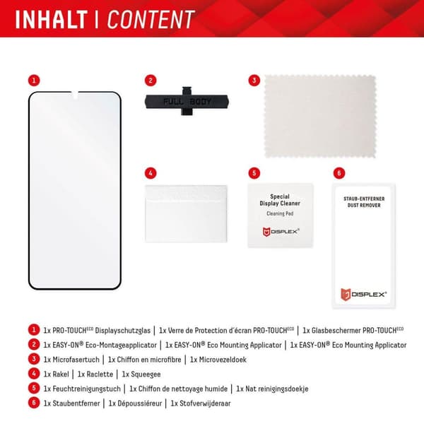 Displex PRO-TOUCH ECO Glass (9H) - FC för Samsung Galaxy S22/S23 - Eco-Applikator - 100 % FPS - Ultra HD - Samsung - Galaxy S22/S23 - Torrapplikation