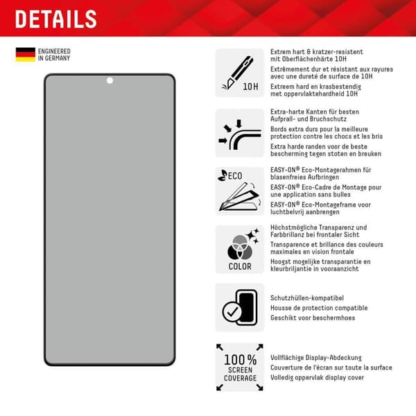 Displex Privacy Tempered Glass (10H) Samsung Galaxy S23 Ultralle - Eco-asennuskehys - Privacy Filter (01777)