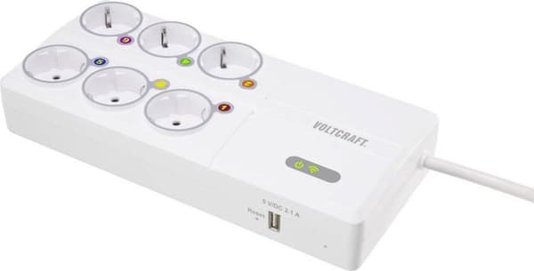 VOLTCRAFT SEM8500 energikostnadsmätare inklusive radiostyrda uttag, dataexport, dataloggerfunktion, kostnadsprognos, justerbar eltariff, med appkontro