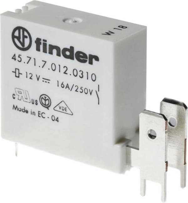 Finderrelä 1S, 16A 45.71.7.006.0310 Design av den elektriska anslutningen PCB-anslutning, märkmatningsspänning Us vid DC 6 ... 6V, typ av spänning för