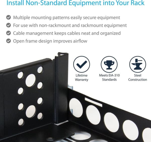Startch.com 2u Justerbar 48,30 cm (19 ") Server Rack Rails - Universal Rack Rail - Rack Rail - Black - 2u - 48,3 cm (19") - For P/N: RK2433BKM, RK2537