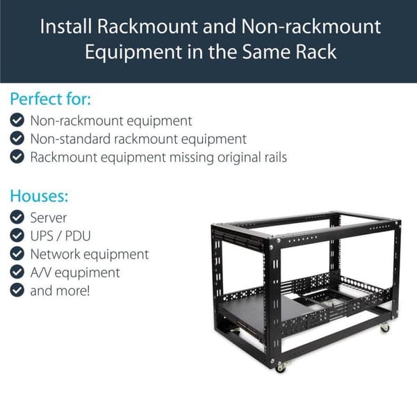 Startch.com 2u Justerbar 48,30 cm (19 ") Server Rack Rails - Universal Rack Rail - Rack Rail - Black - 2u - 48,3 cm (19") - For P/N: RK2433BKM, RK2537