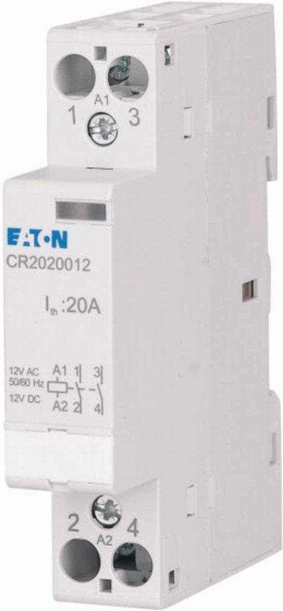 Eaton CR2002012 asennuskontaktori Nimellisjännite: 12 V DC/AC Kytkentävirta (max.): 20 A 2 NC-kosketinta 1 kpl (193907)