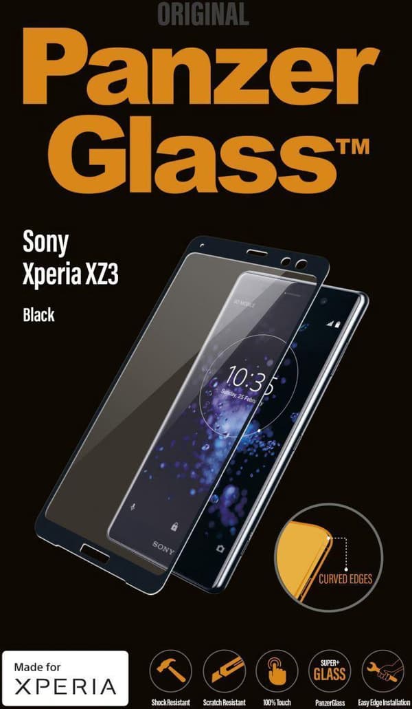 PanzerGlass Original - skærmbeskytter til mobiltelefon - glas - stel farve sort - til Sony XPERIA XZ3