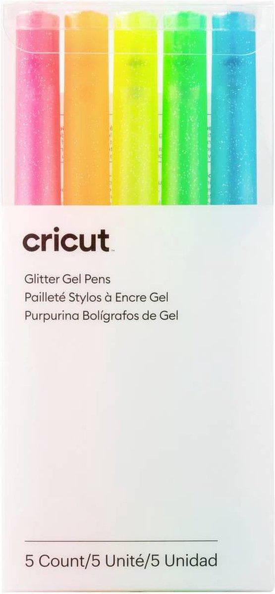 Cricut Glitter Gel 0,8 mm, sæt med 5 neon penne (2009961)