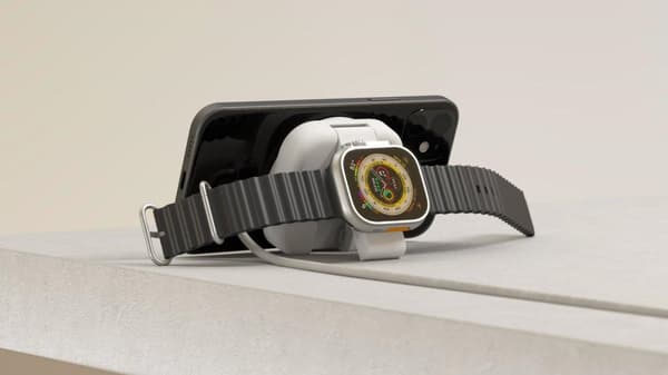 Zens 2in1 MagSafe + iWatch trådløs risoplader 20W Wit | Send til iPhone 14/13/12 (15W) | Apple iWatch Series Ultra/SE/8//7/6/5/4/3/2/1 | AirPods 3 & P