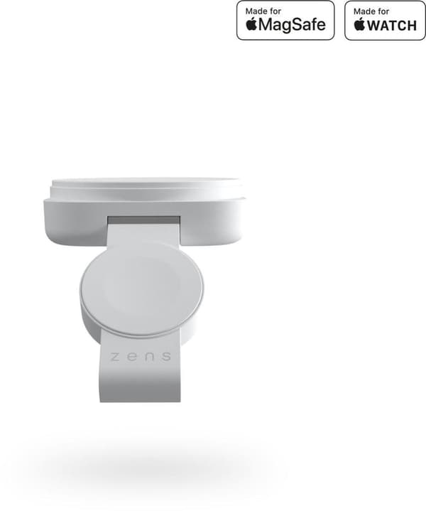 Zens 2in1 MagSafe + iWatch trådløs risoplader 20W Wit | Send til iPhone 14/13/12 (15W) | Apple iWatch Series Ultra/SE/8//7/6/5/4/3/2/1 | AirPods 3 & P