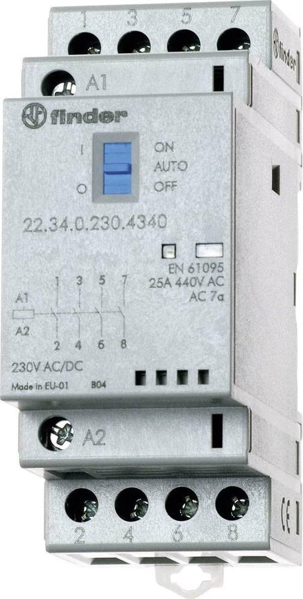 Finder 22.34.0.024.4640 Kontaktor 2x NO, 2x NC 24 V/DC, 24 V/AC 25 A 1 st.