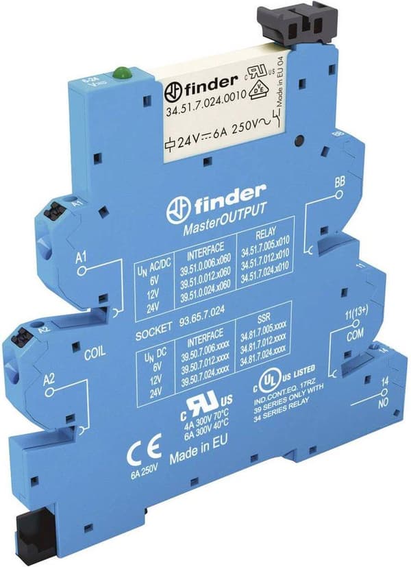 Finder 39.51.0.024.0060 Koblingsrelæ 24 V/DC, 24 V/AC 6 A 1x NO 1 stk.