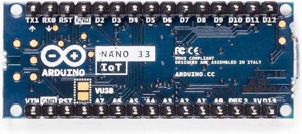 Arduino Nano 33 IoT otsikoineen