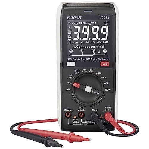 VOLTCRAFT VC252 håndholdt multimeter kalibreret (ISO) digital CAT III 600 V-skærm (tæller): 4000 (VC-13829980)