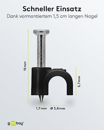 Goobay-kaapelikiinnike 4 mm, musta (64677)