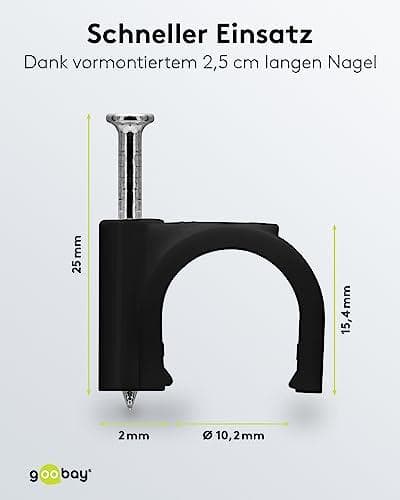 Goobay kabelklämma 12 mm, svart (64684)