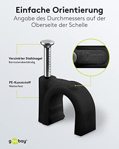 Goobay kabelklemme 10 mm, sort (64683)
