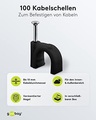 Goobay kabelklemme 10 mm, sort (64683)
