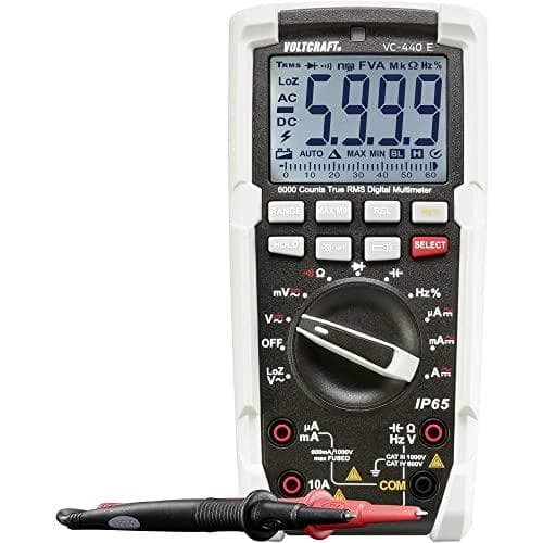 VOLTCRAFT VC-440 E digitalt håndholdt multimeter Beskyttet mod vandstråler (IP65) CAT III 1000 V, CAT IV 600 V Display (tæller): 6000 (VC-440 E-ISO)
