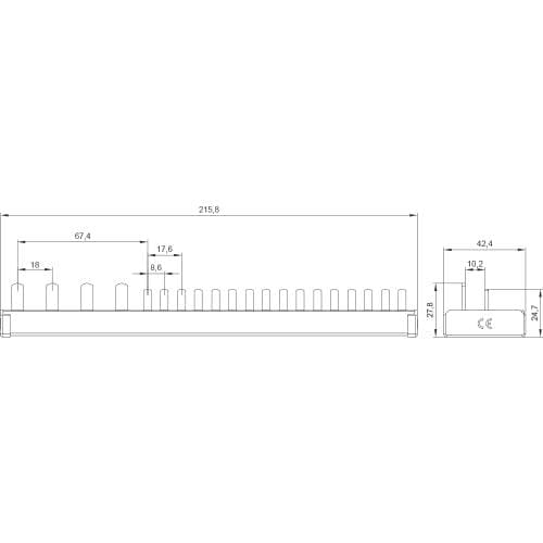 Siemens Indus.Sector pin samleskinne 10qmm, 12TE 5ST3783-0 (5ST37830)