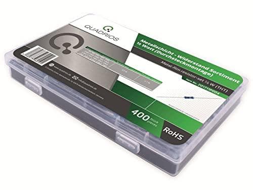 Quadrios 201711P004 metallikalvovastukset valikoima aksiaalisesti lyijyä 0,5 W 1% 400 kpl. (201711P004)
