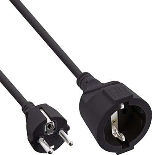 InLine® strömförlängningsskyddskontaktkontakt/-uttag, svart, 15m (16410D)