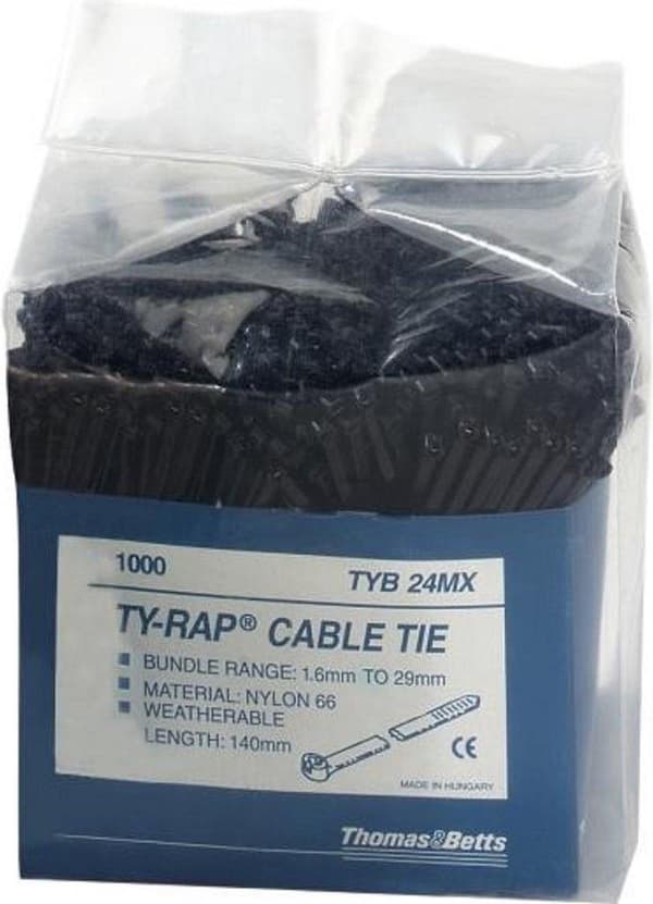 ABB Ty-rap buntband plast 4,8x186mm svart - 1000st.