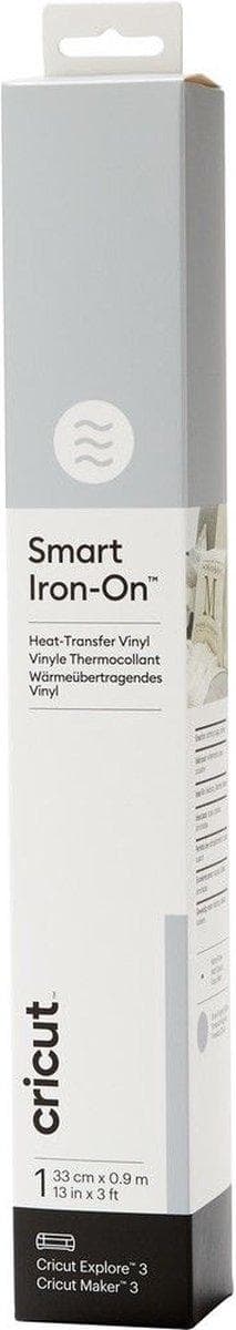 Cricut Smart Iron-On. Produkttype: Varmebestandig vinylrulle, Farve på produkt: Sølv, Farve: Monokromatisk. Bredde: 330 mm, længde (mm): 900 mm (20086