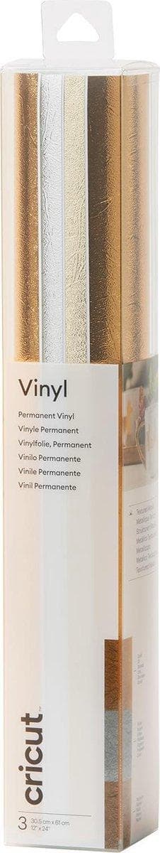 Cricut Premium Vinyl Permanent Folie Guld, Sølv, Platin (2007743)