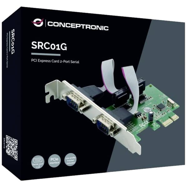 Conceptronic SRC01G 2 Port Seriell-instickskort PCIe, Seriell (9-pol) PCIe