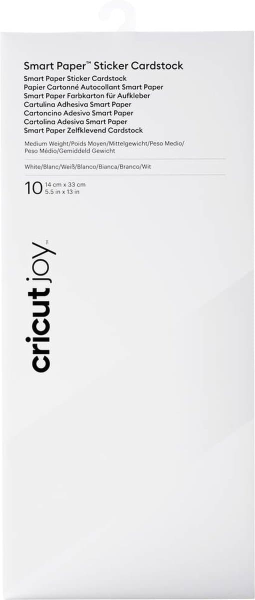 Cricut Joy Smart Sticker Cardstock 14 cm x 33 cm 10 pakke (hvid)